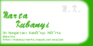 marta kubanyi business card